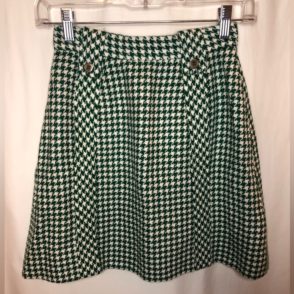 Vintage Bobbie Brooks Emerald & White Houndstooth Mini Skirt